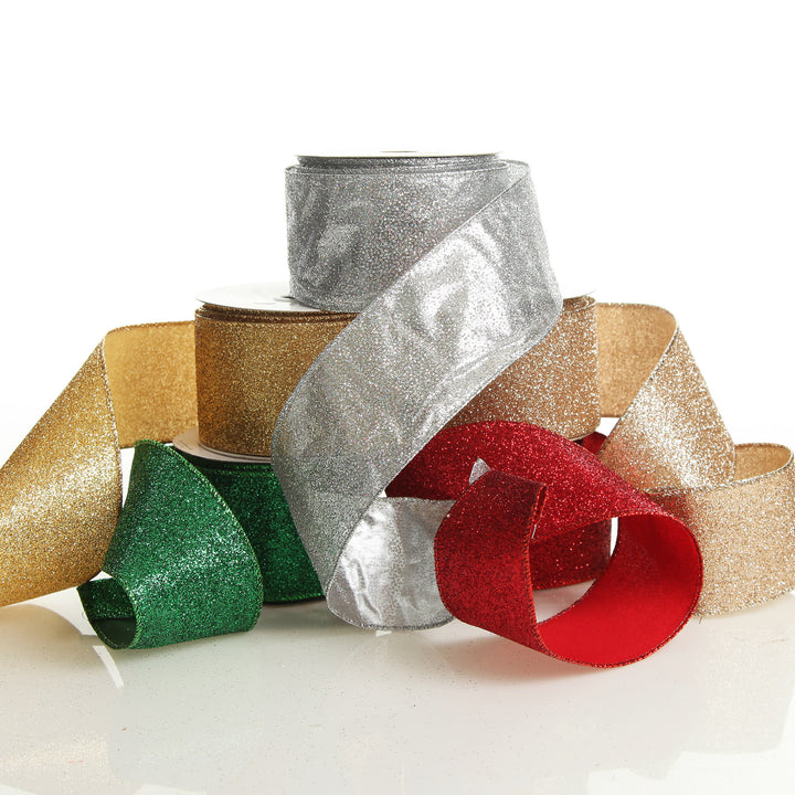 Sparkle Glitter Ribbon Wired Edge - 6.3cm 