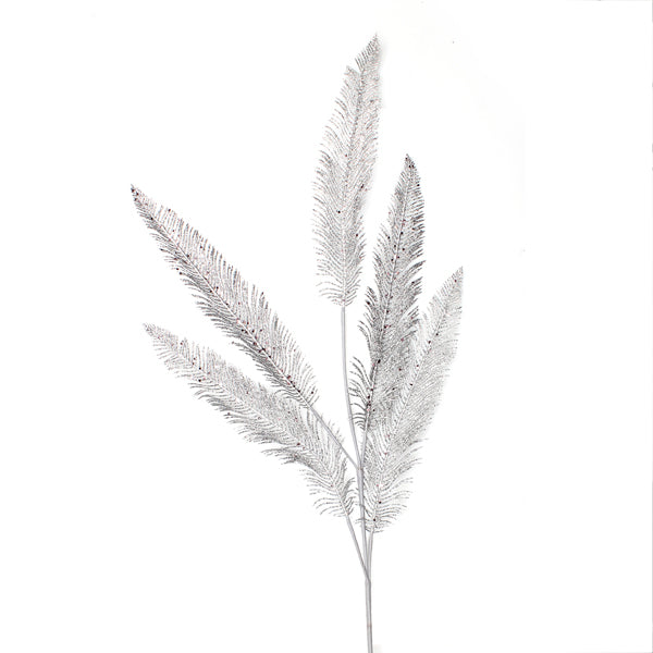 Silver Glitter Feather Spray 