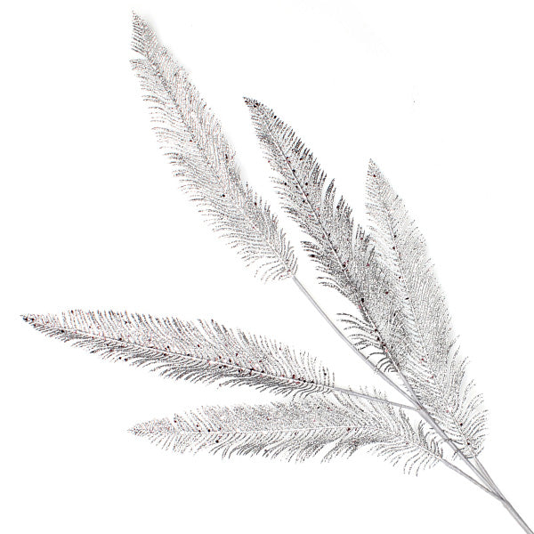 Silver Glitter Feather Spray 