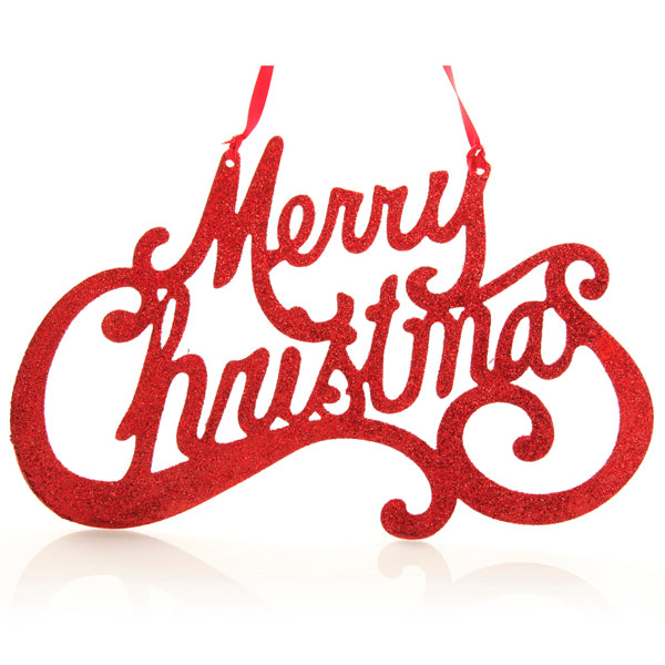 Red Glitter Merry Christmas Plaque