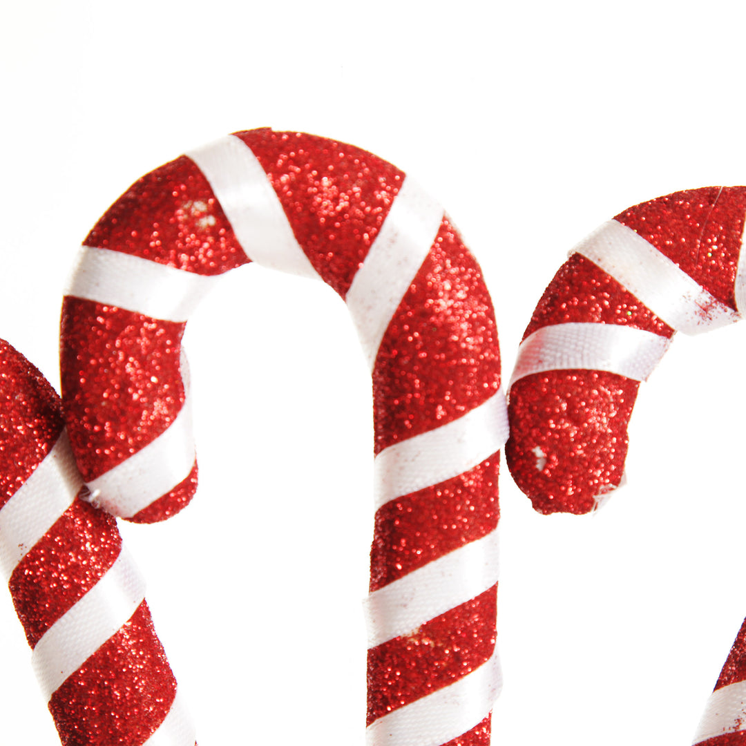 Glittered Red and White Candy Cane Pick - Pack of 3