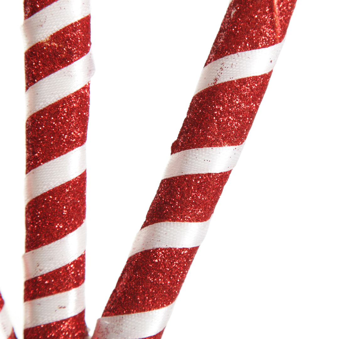 Glittered Red and White Candy Cane Pick - Pack of 3