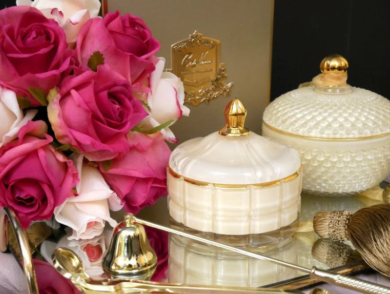 Cote Noire Round Art Deco Candle in Blonde Vanilla