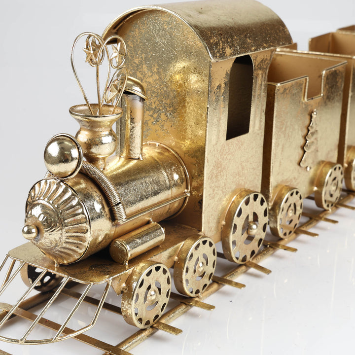 Gold Antique Metal Train - 93cm