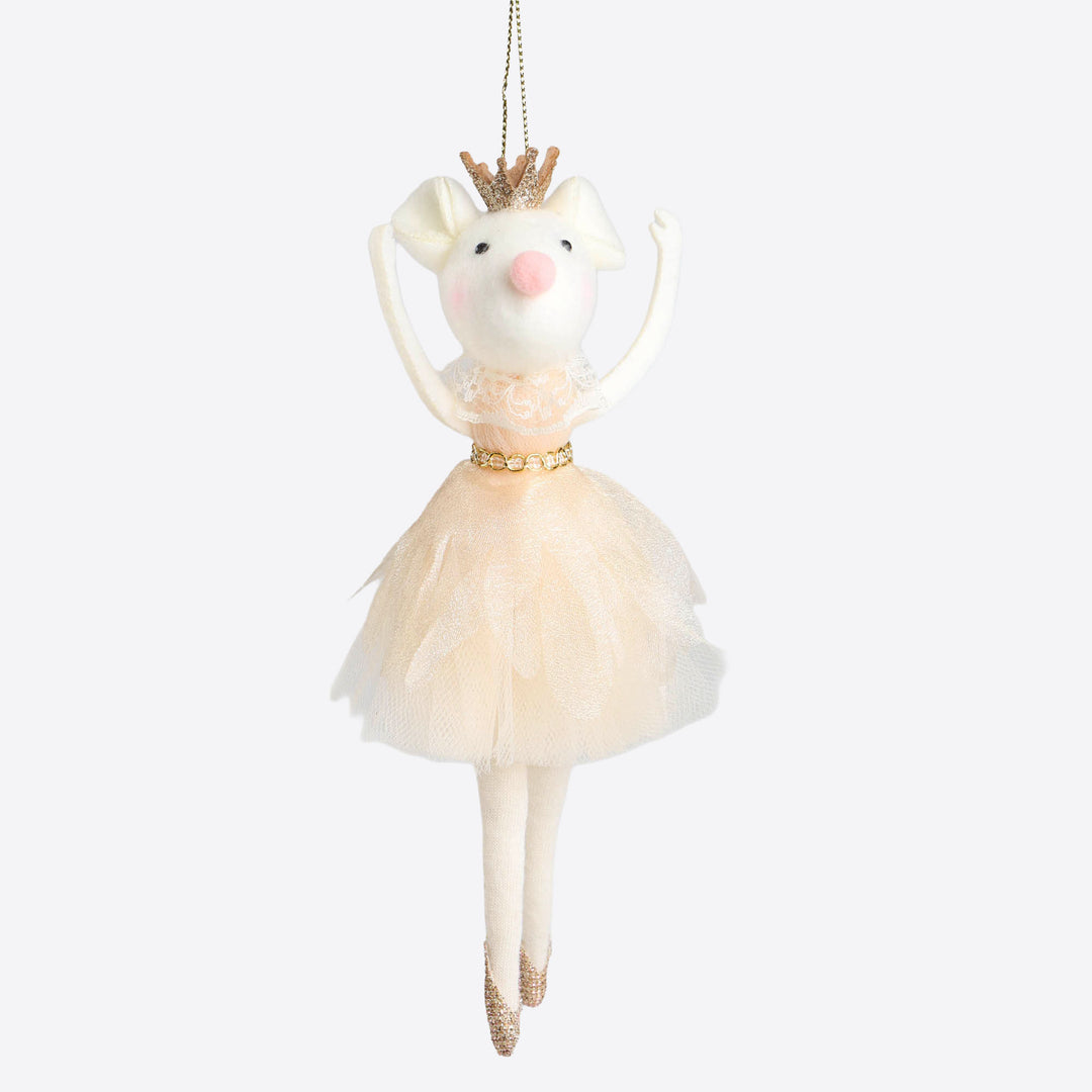 Gold Christmas Ballerina Mouse Hanging Ornament - 18cm