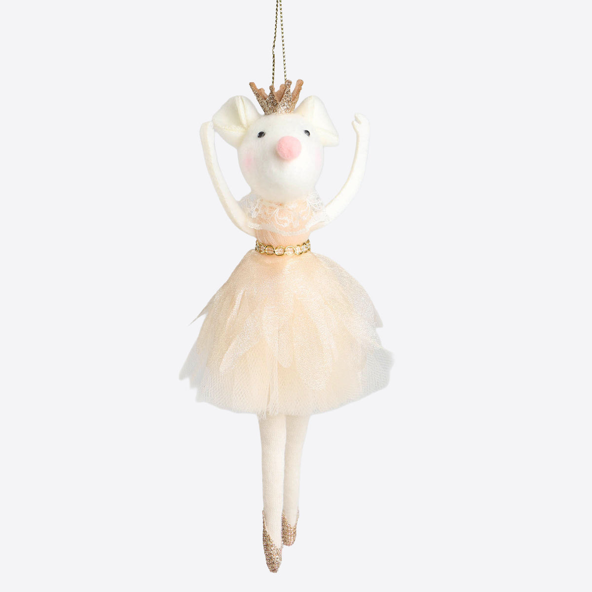 Gold Christmas Ballerina Mouse Hanging Ornament - 18cm