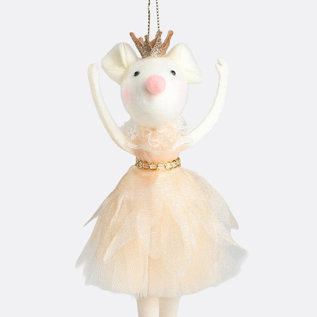 Gold Christmas Ballerina Mouse Hanging Ornament - 18cm
