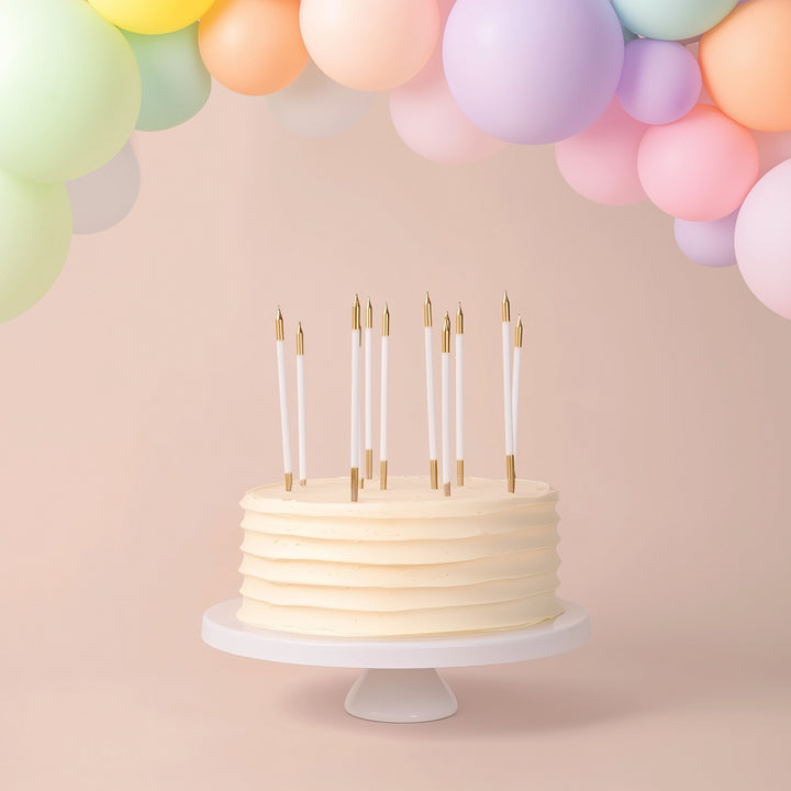 Gold Double Dipped White Candles - Pack of 12