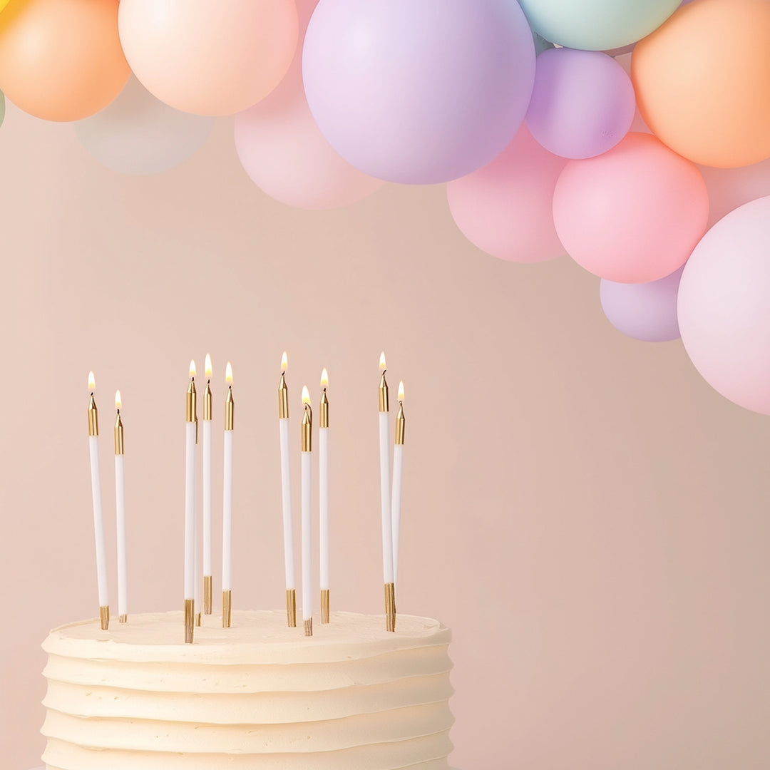 Gold Double Dipped White Candles - Pack of 12