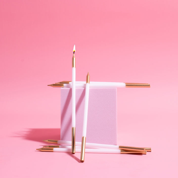 Gold Double Dipped White Candles - Pack of 12