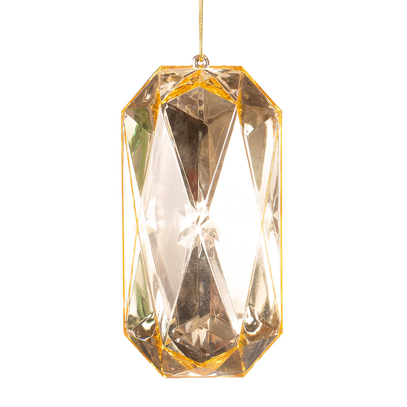 Gold Emerald Cut Gem Christmas Hanging Decoration