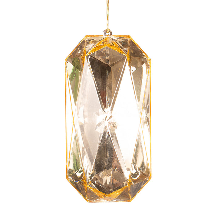 Gold Emerald Cut Gem Christmas Hanging Decoration
