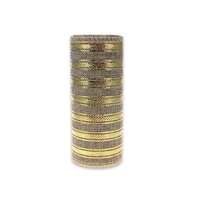 Gold Foil Striped Decomesh Roll - 15cmx4.6m