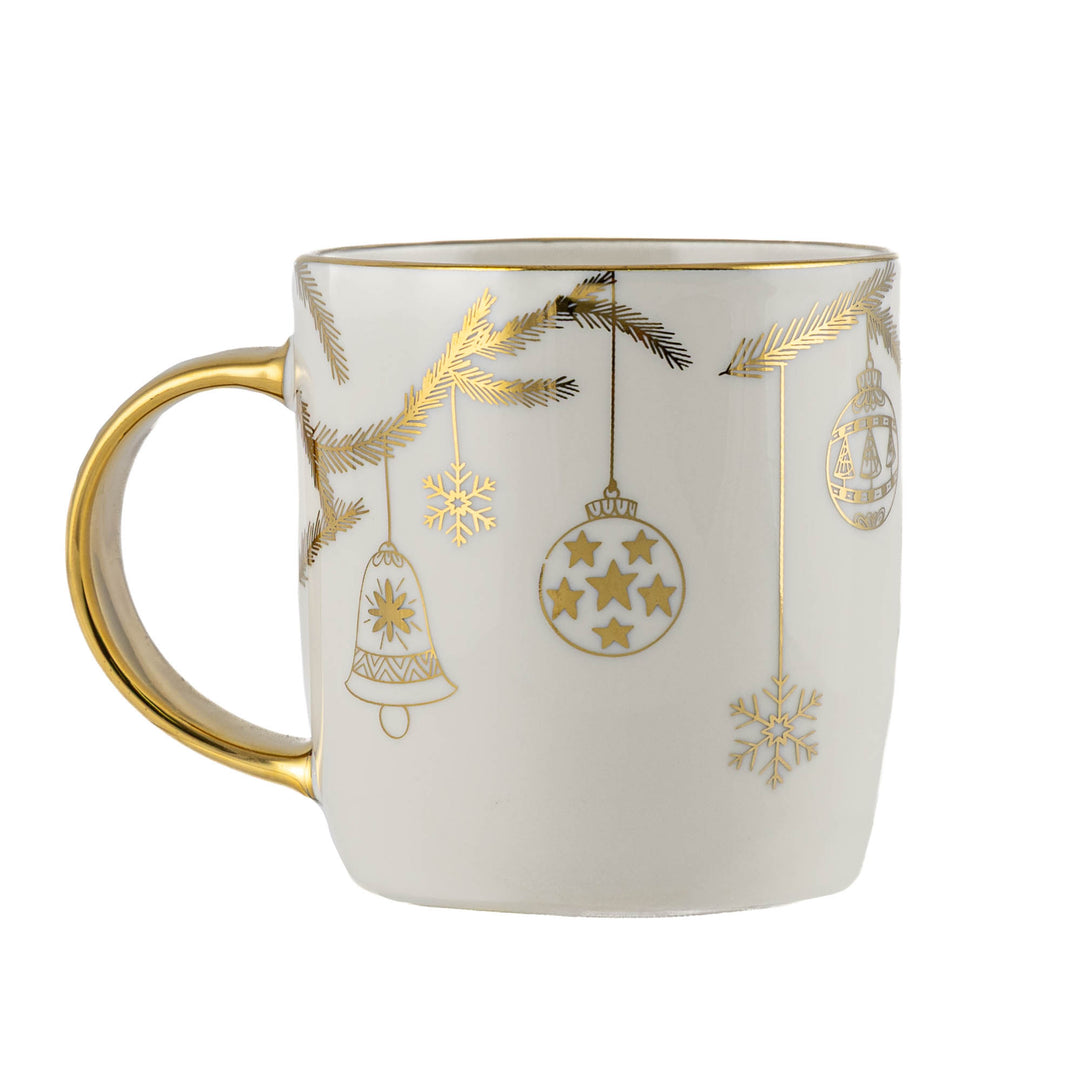 Gold Foiled Christmas Mug - Hanging Baubles