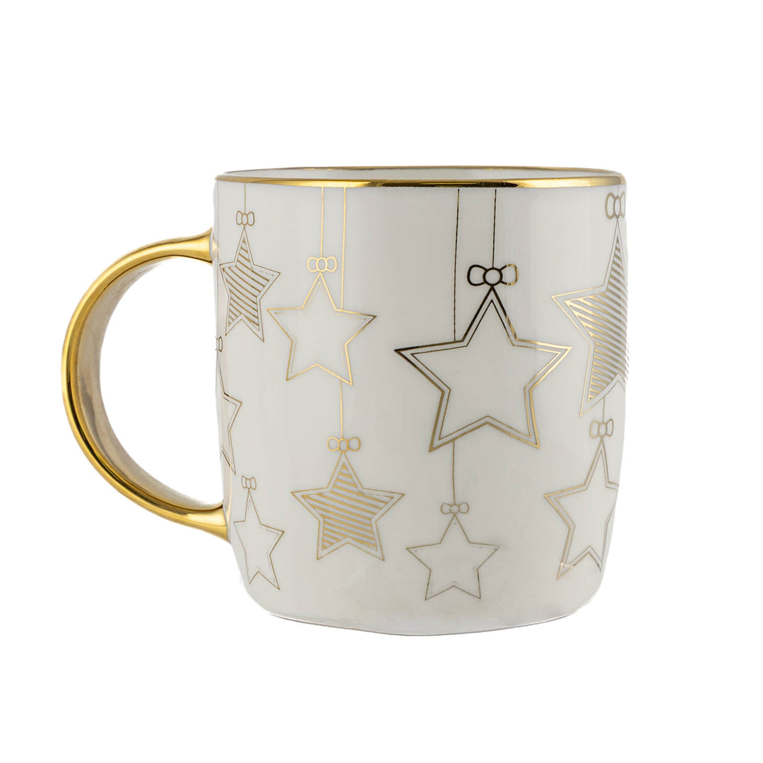 Gold Foiled Christmas Mug - Star Ornaments