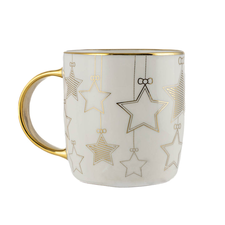 Gold Foiled Christmas Mug - Star Ornaments