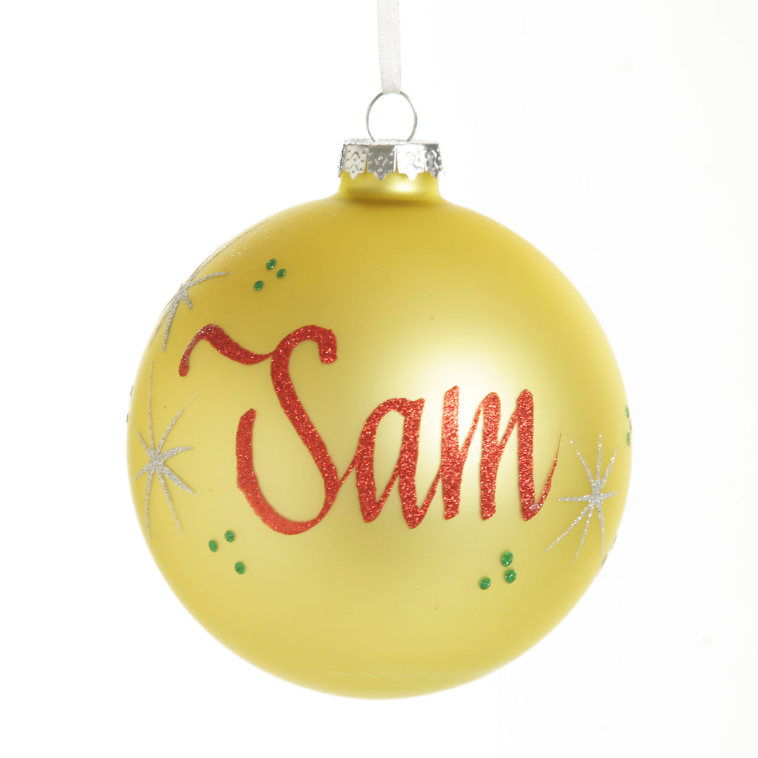 Gold Glass Personalised Christmas Bauble