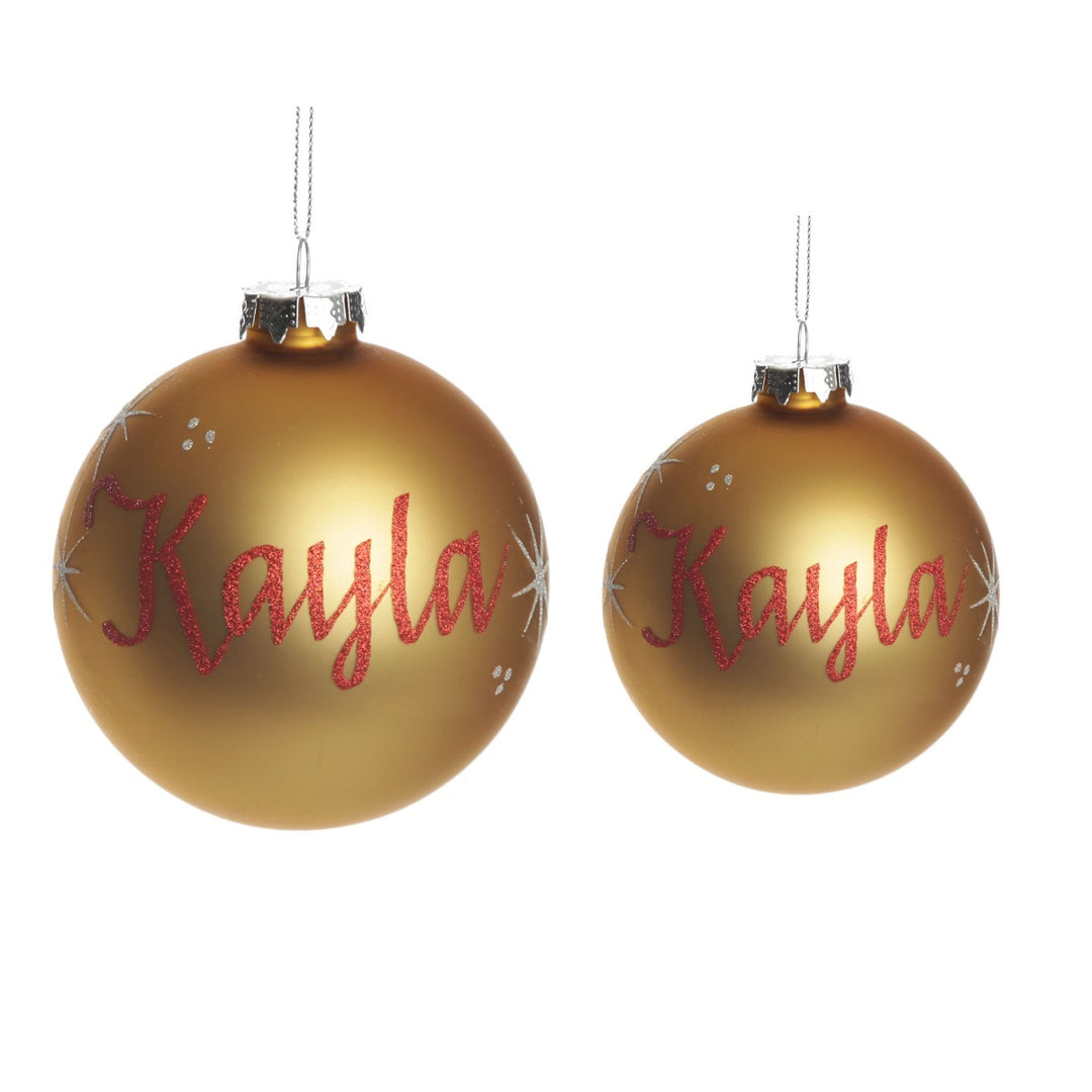 Gold Glass Personalised Christmas Bauble 2 Sets of Baubles