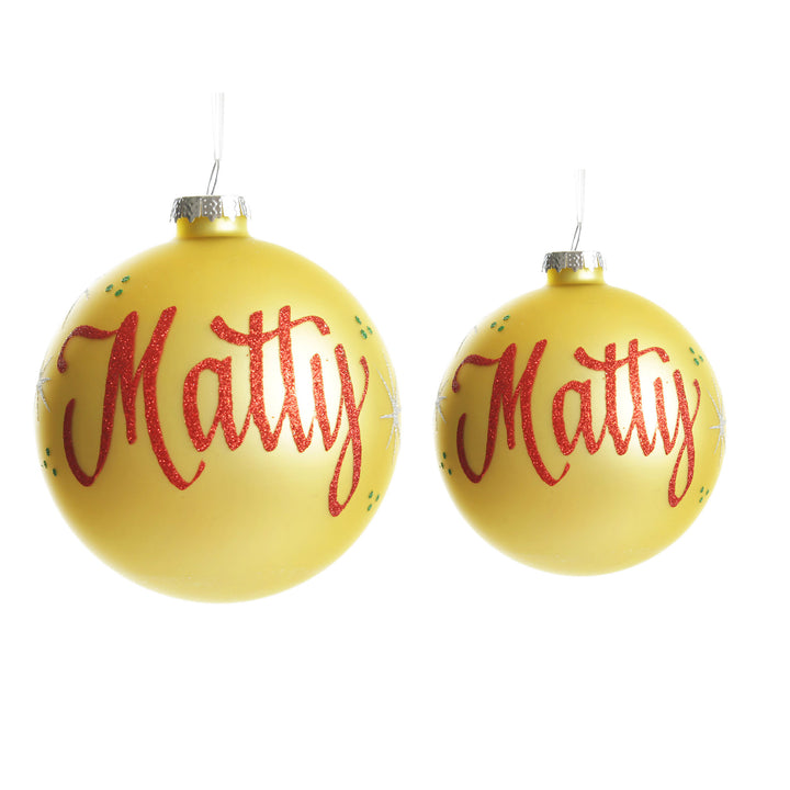 Gold Glass Personalised Christmas Bauble