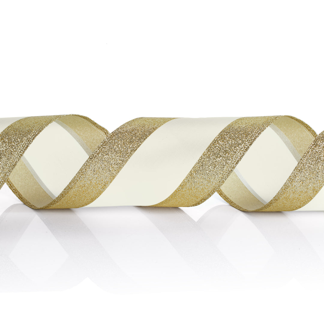 Gold Glitter &amp; Champagne Stripe Ribbon Garland