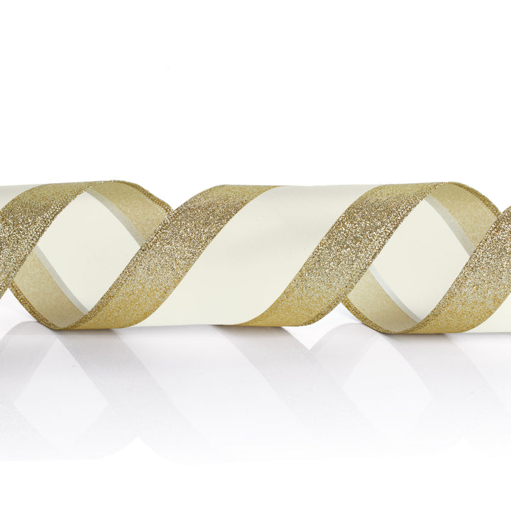 Gold Glitter &amp; Champagne Stripe Ribbon Garland