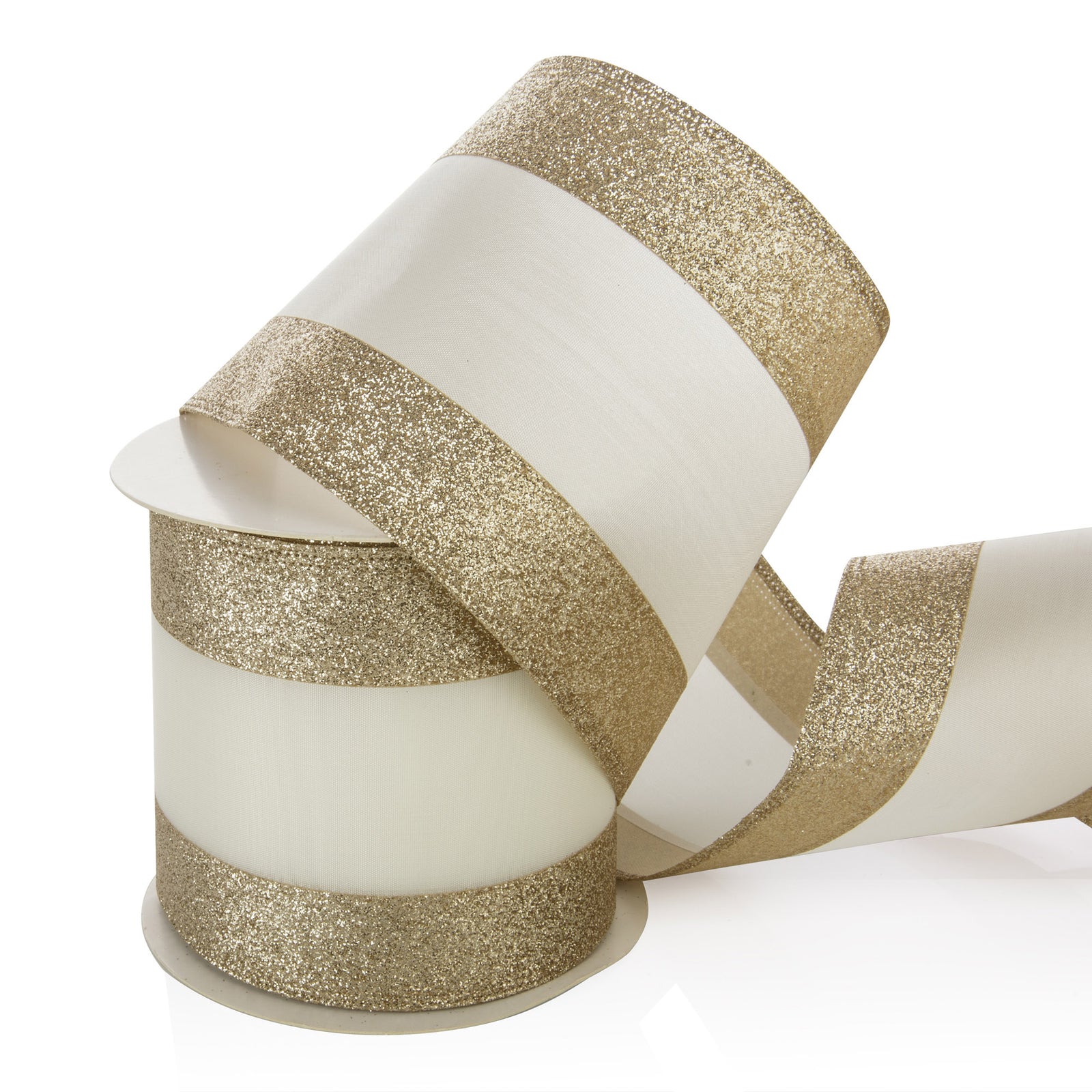 Gold Glitter & Champagne Stripe Ribbon Garland