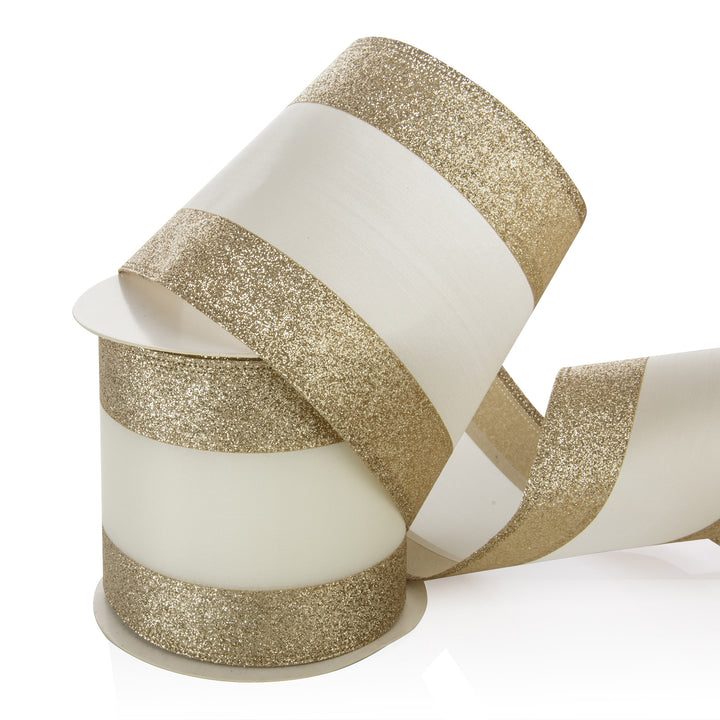 Gold Glitter &amp; Champagne Stripe Ribbon Garland