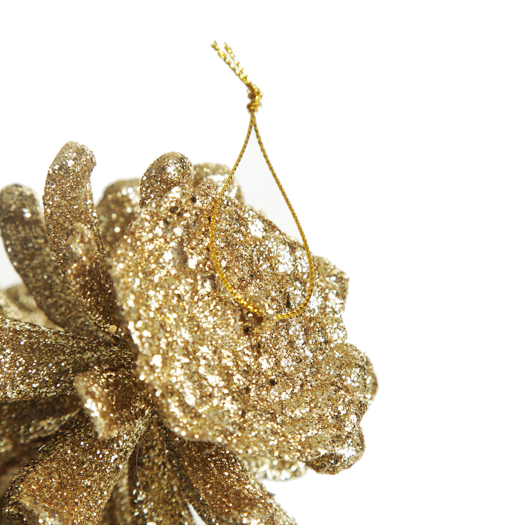 Gold Glitter Faux Hanging Pinecone