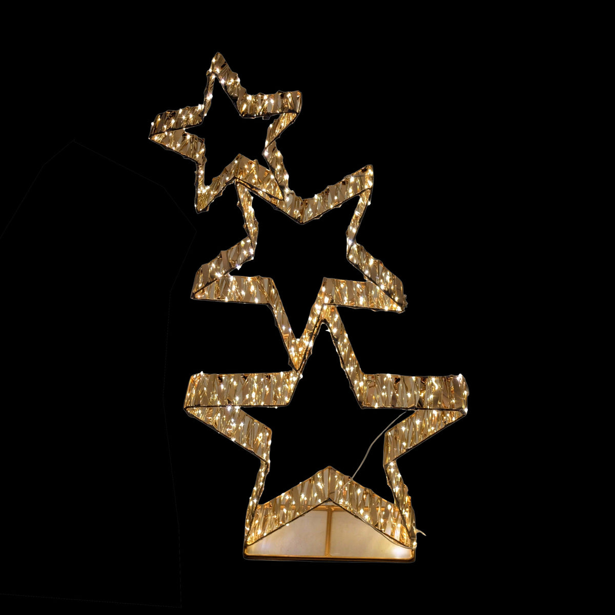 Gold LED Stacked Star Christmas Decoration 140cm