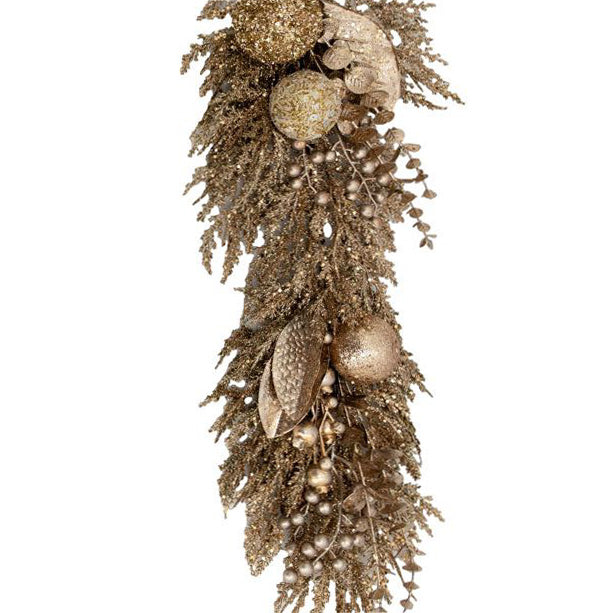 Gold Luxe Christmas Garland with Berries and Baubles