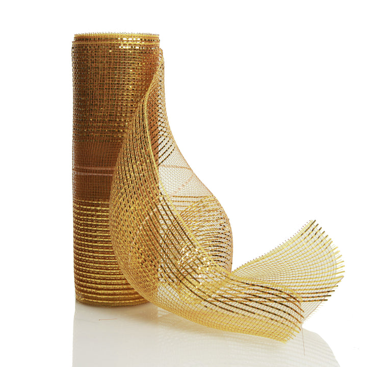 Gold Metallic Stripe Decomesh Roll