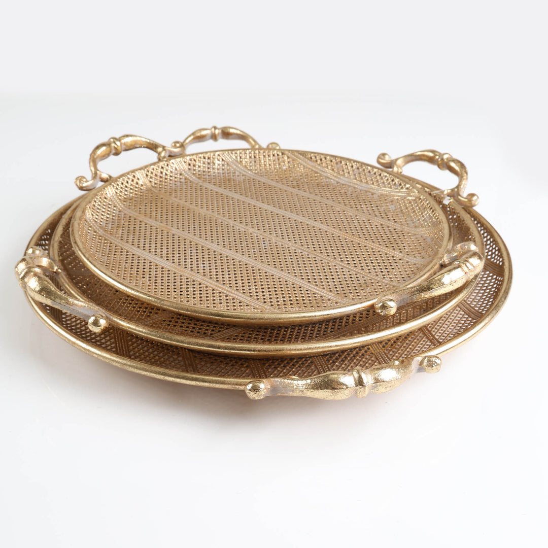 Gold Rustic Metal Round Tray - Medium