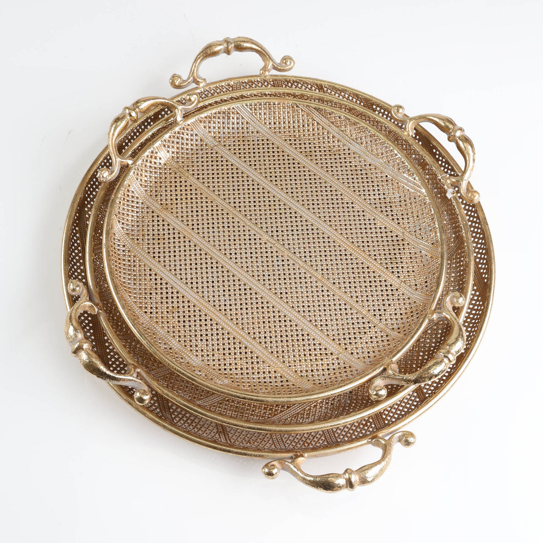 Gold Rustic Metal Round Tray - Large