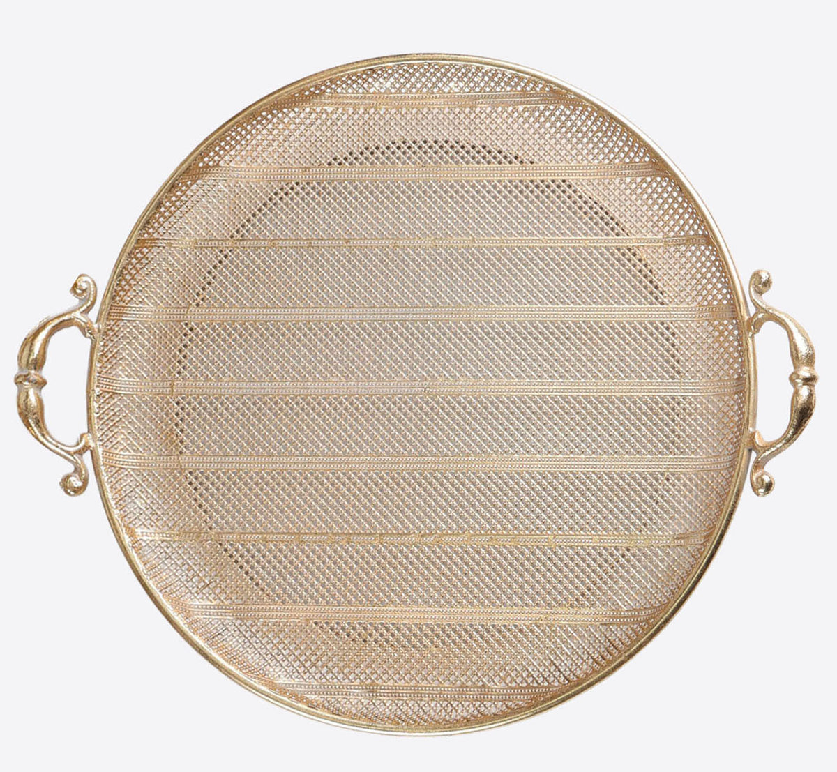 Gold Rustic Metal Round Tray - Large