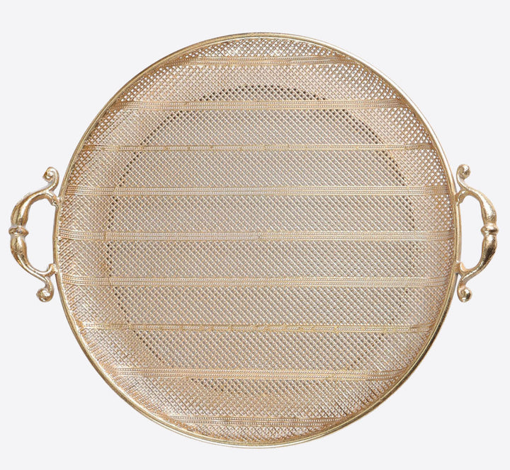 Gold Rustic Metal Round Tray - Large