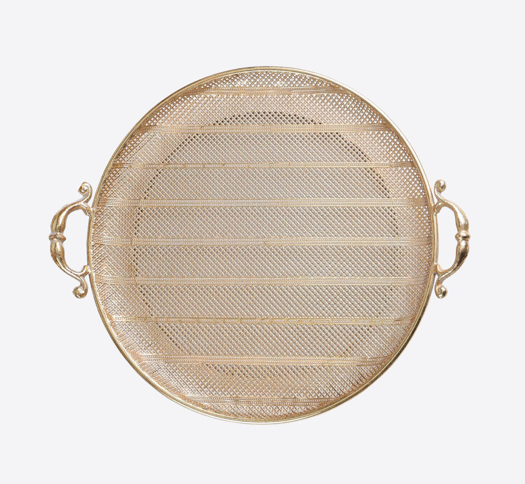 Gold Rustic Metal Round Tray - Medium