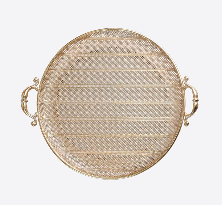 Gold Rustic Metal Round Tray - Medium