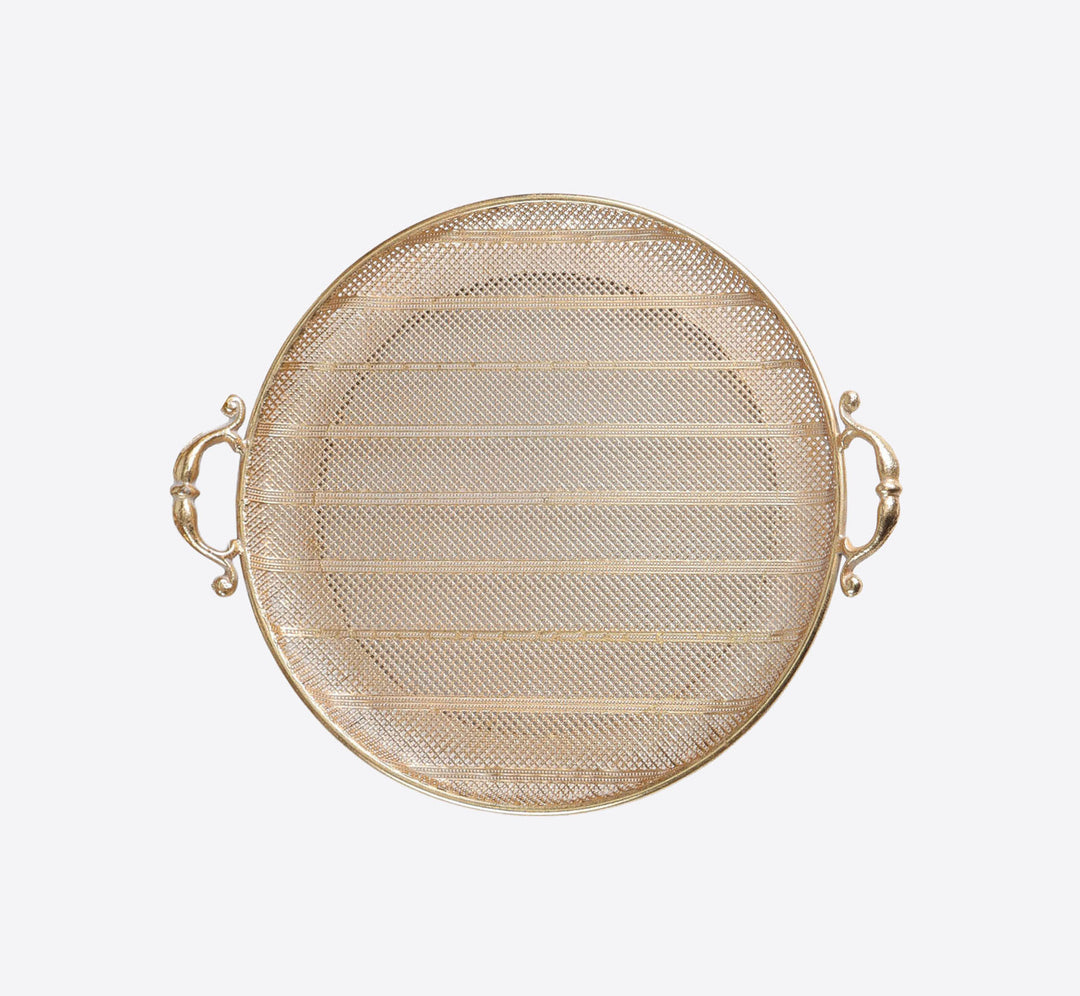 Gold Rustic Metal Round Tray - Small