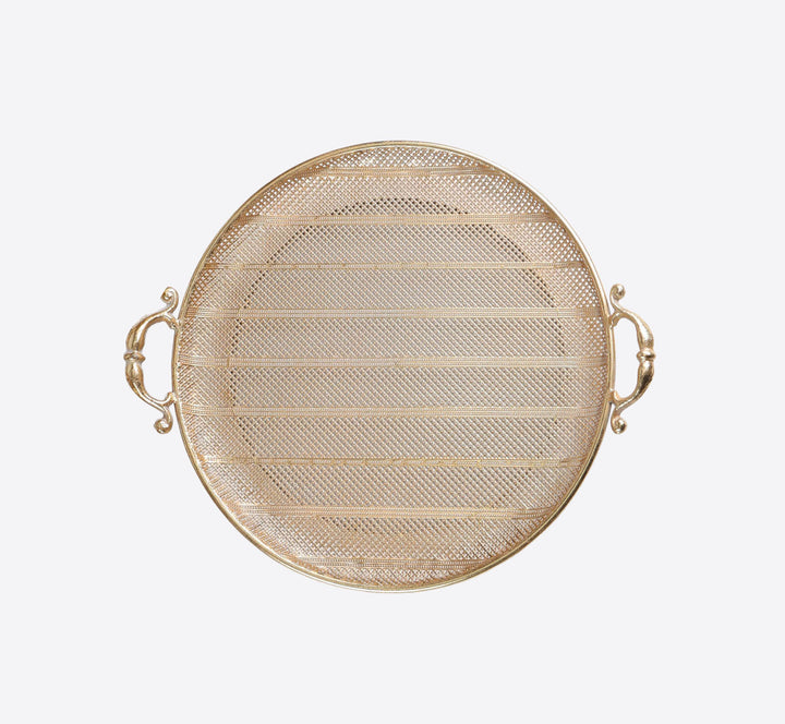 Gold Rustic Metal Round Tray - Small