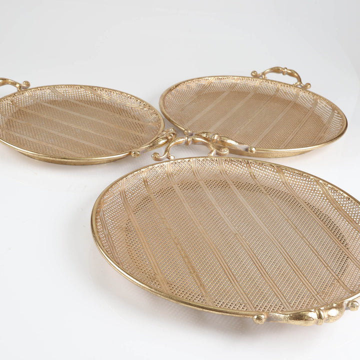 Gold Rustic Metal Round Tray - Small
