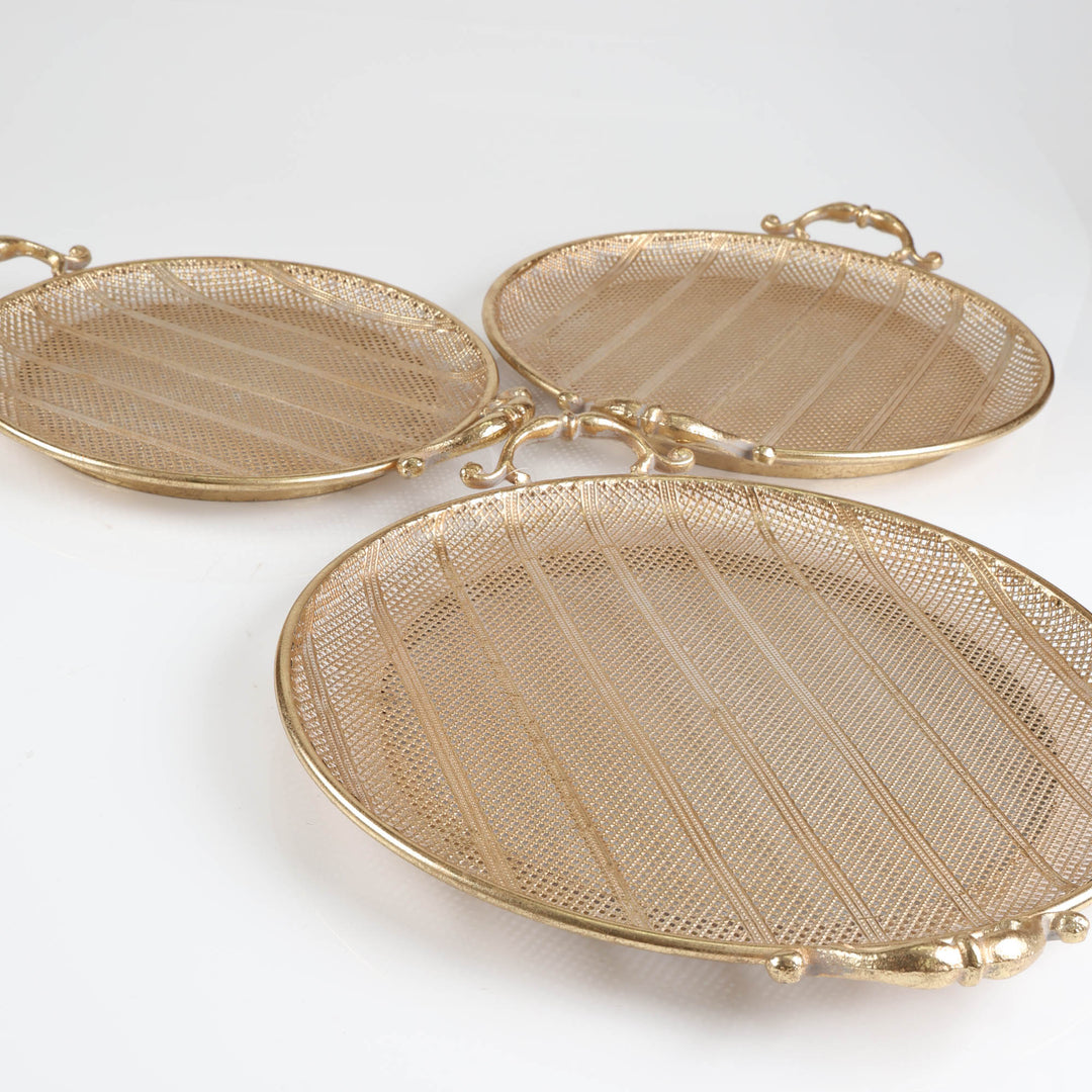 Gold Rustic Metal Round Tray - Medium