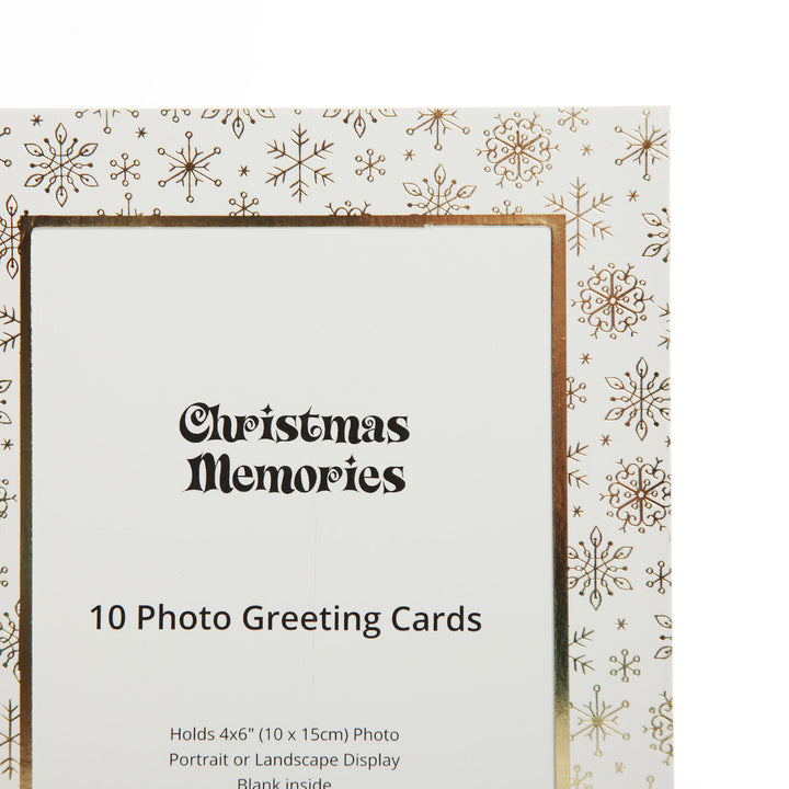 Gold Snowflakes - Photo Greeting Cards 10 Pack
