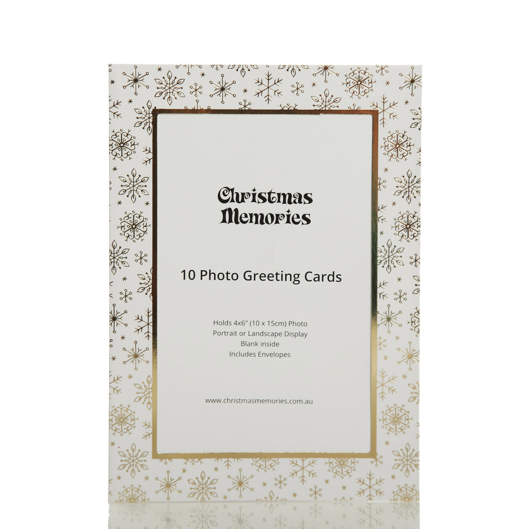 Gold Snowflakes - Photo Greeting Cards 10 Pack