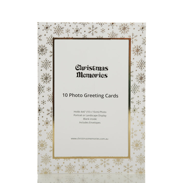 Gold Snowflakes - Photo Greeting Cards 10 Pack