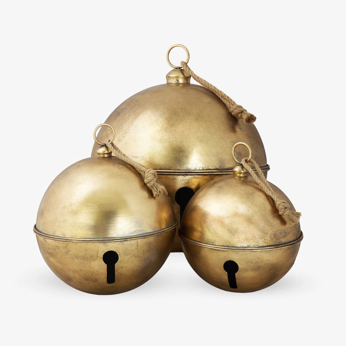 Set of 3 Oversized Hanging Gold Sleigh Bells