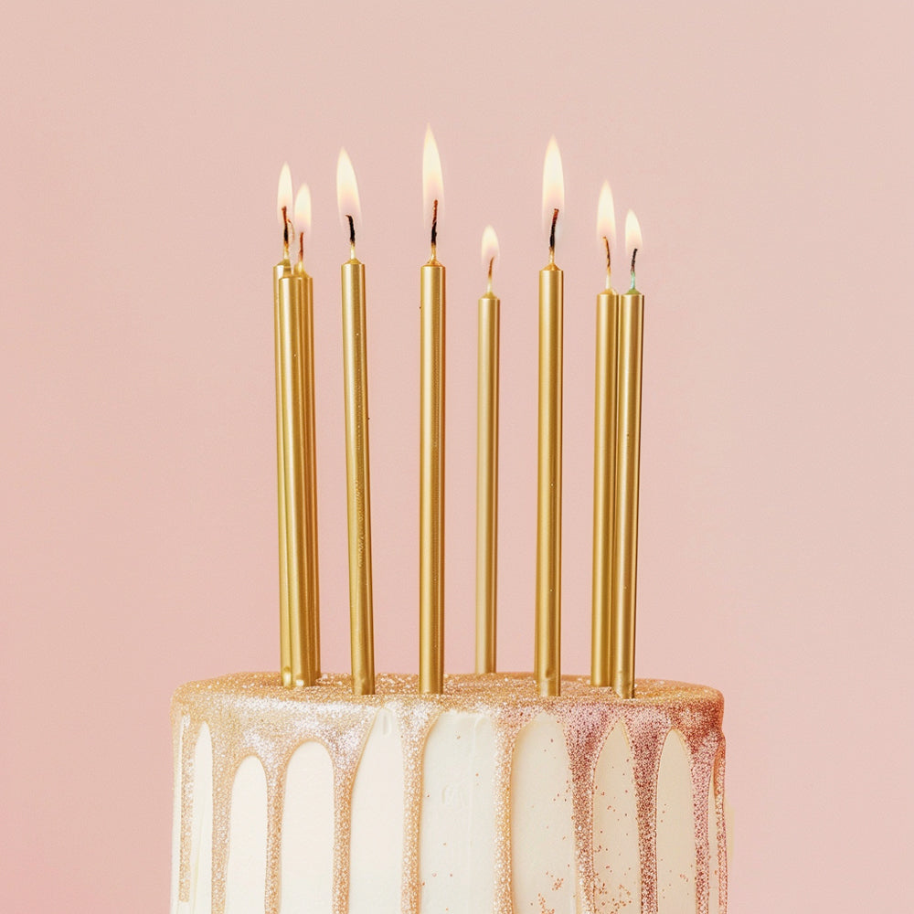Gold Tall Candles - Pack of 12