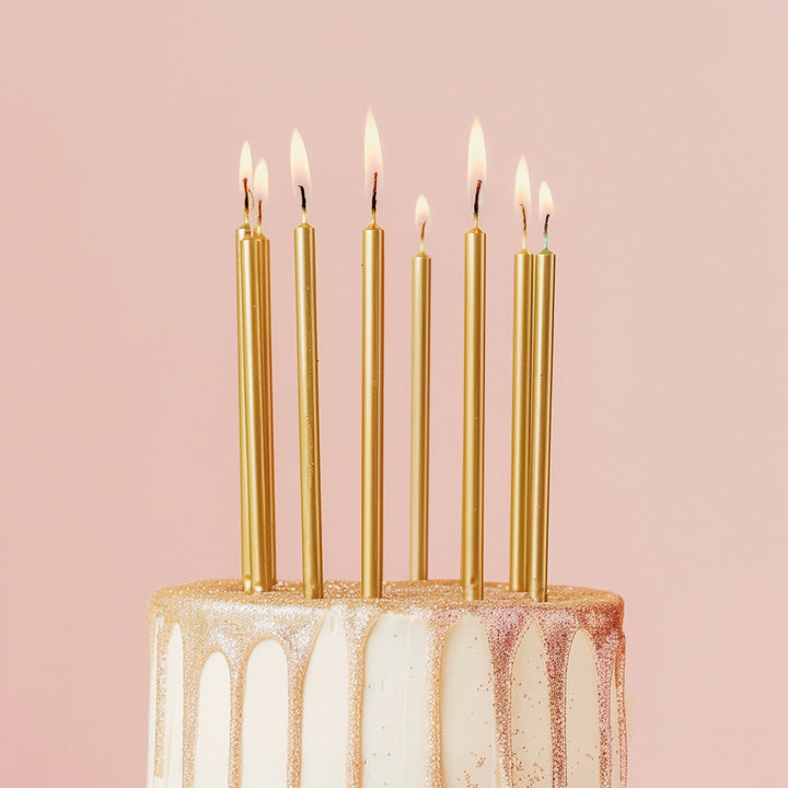 Gold Tall Candles - Pack of 12
