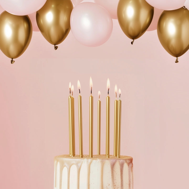 Gold Tall Candles - Pack of 12