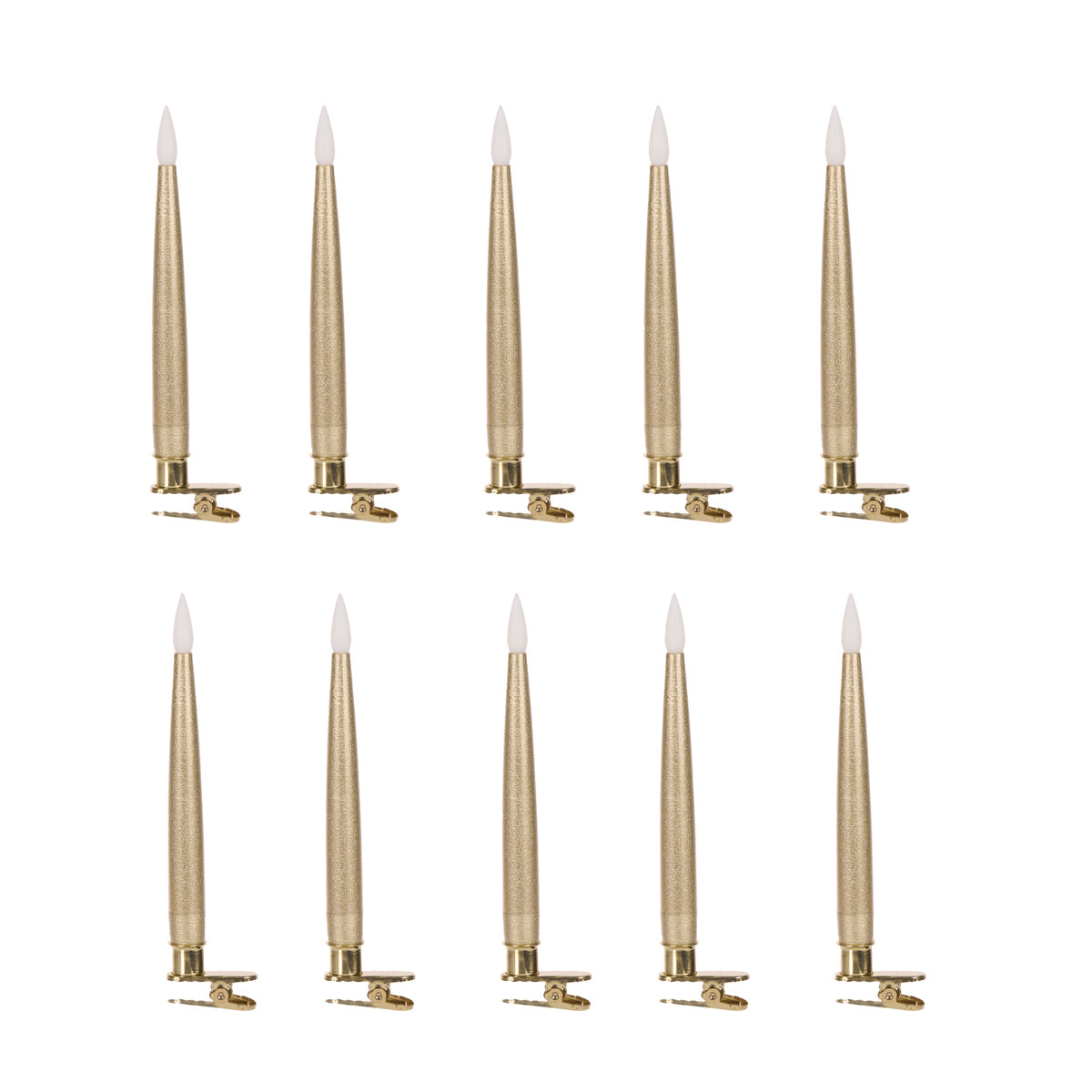 Gold Tapered Clip-On LED Candle Set - 10 Pack