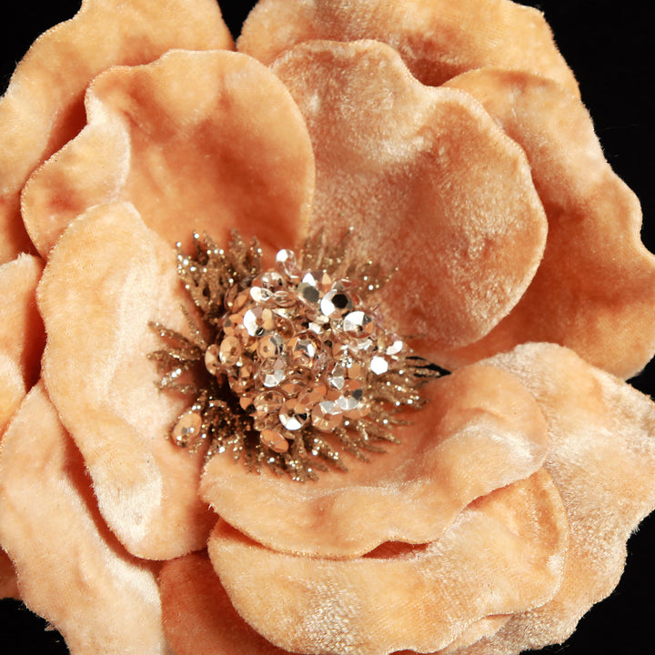 Gold Velvet Magnolia Flower Clip